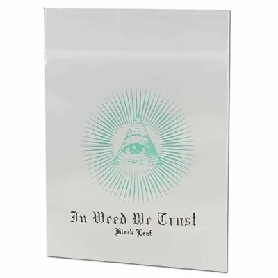 Lynlåsposer - Black Leaf In Weed We Trust 40x60mm 100 stk